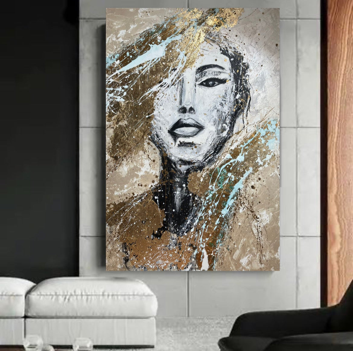 Obraz "Stłumiona" wymiary 100x150cm, akryl, szlagmetal