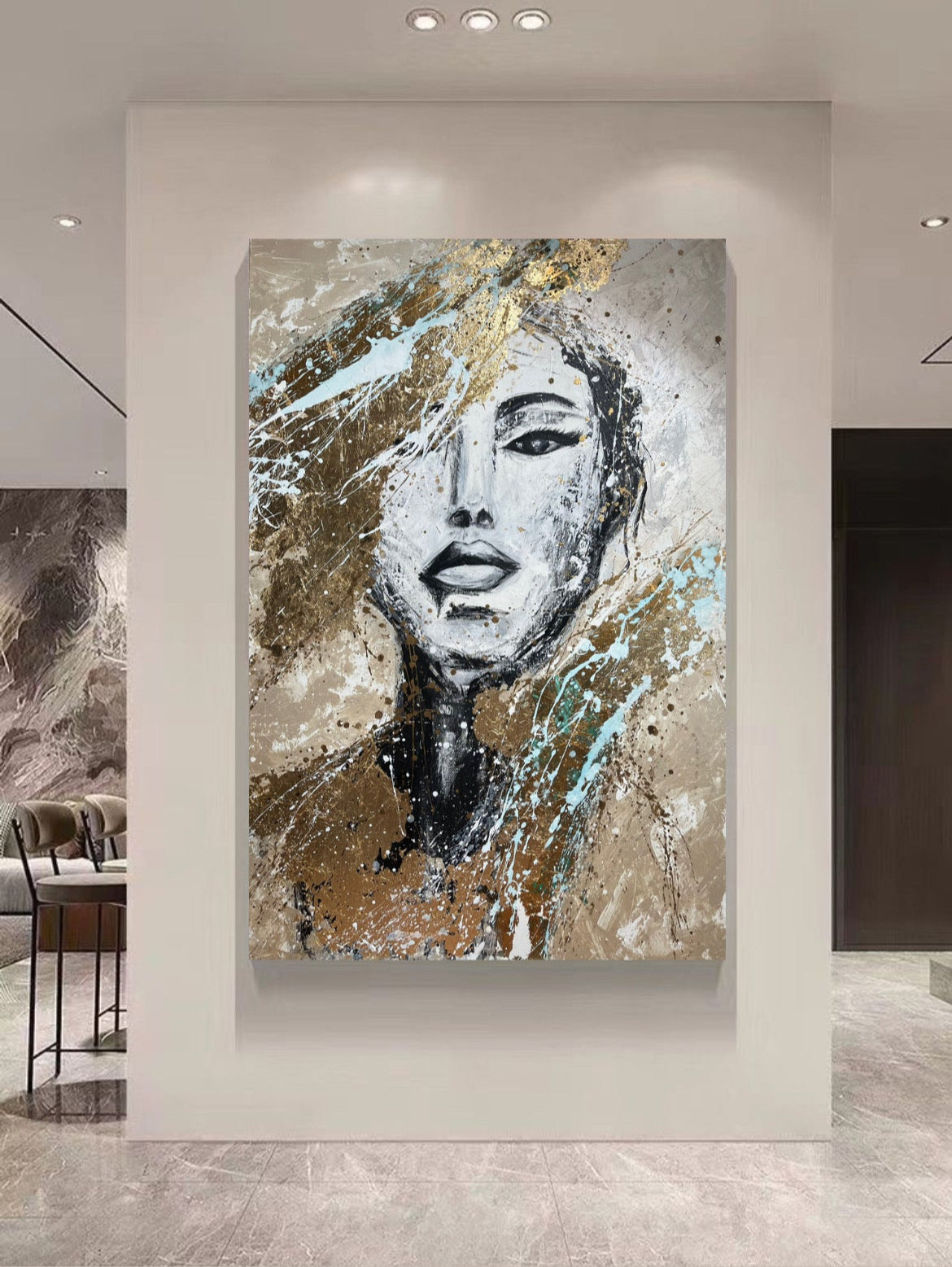 Obraz "Stłumiona" wymiary 100x150cm, akryl, szlagmetal