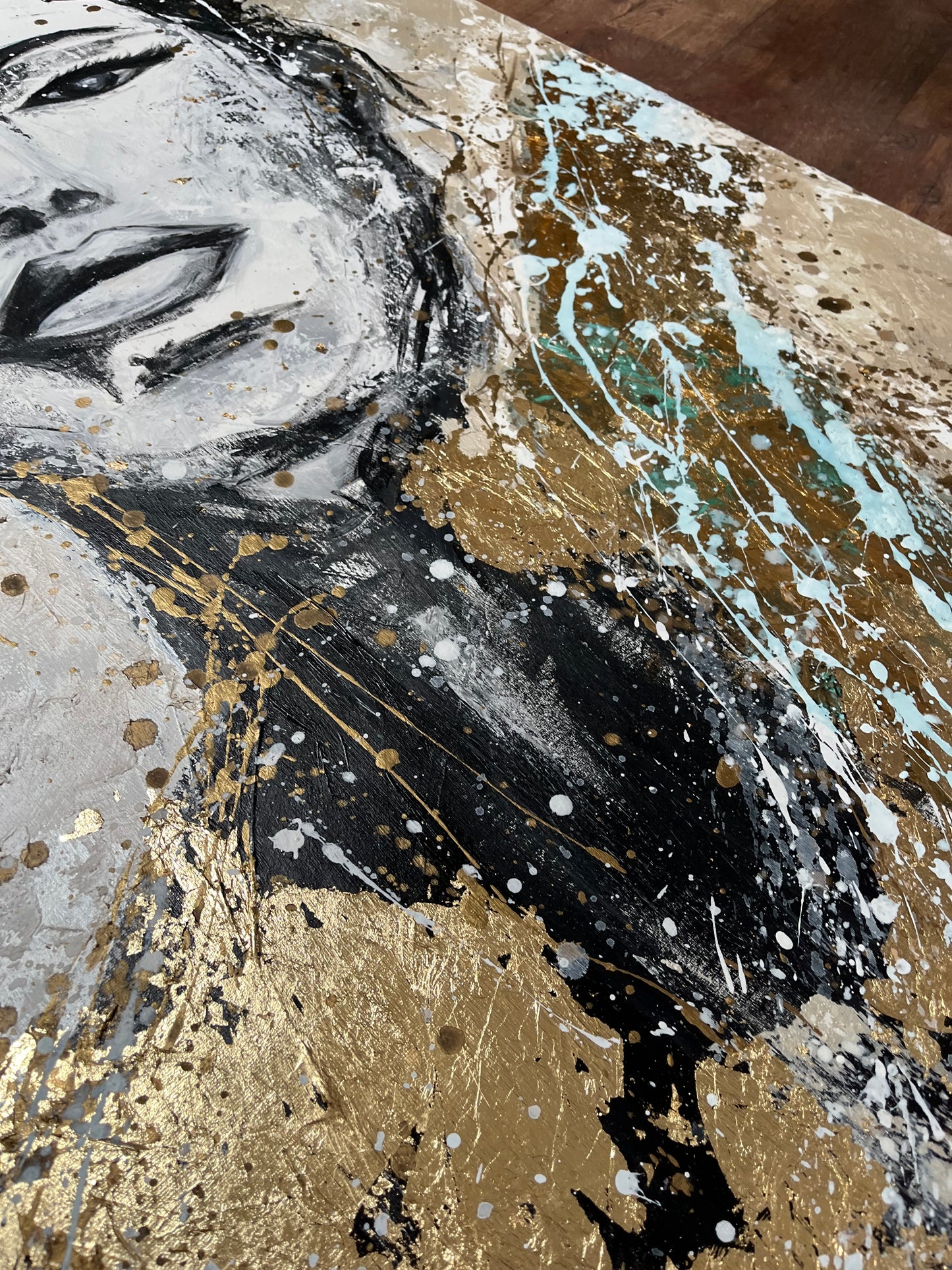 Obraz "Stłumiona" wymiary 100x150cm, akryl, szlagmetal