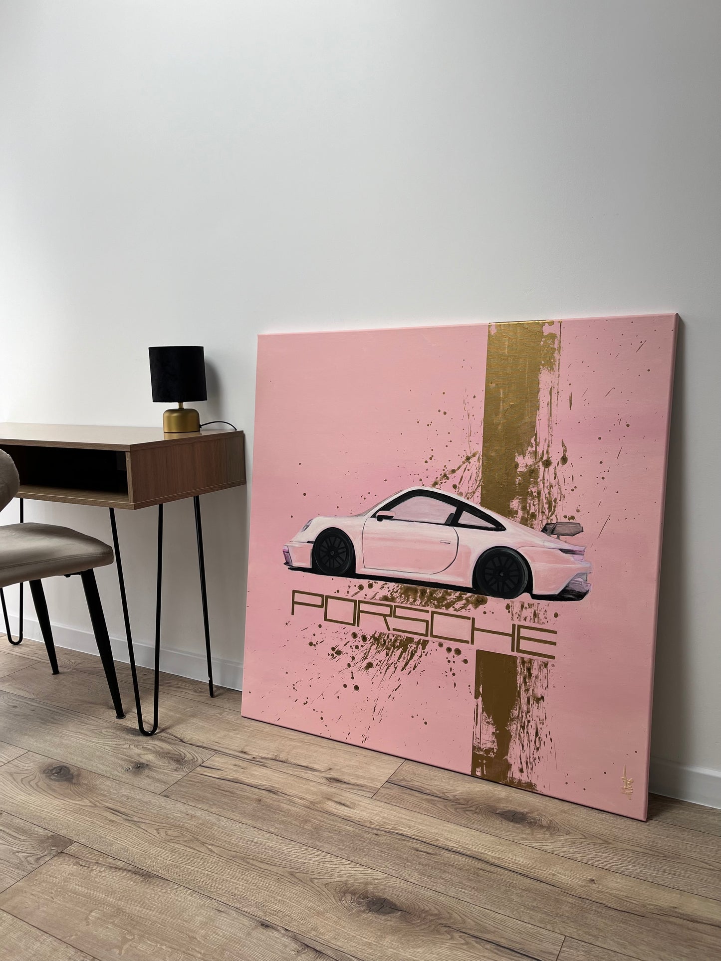 Obraz na płótnie różowe Porsche 911